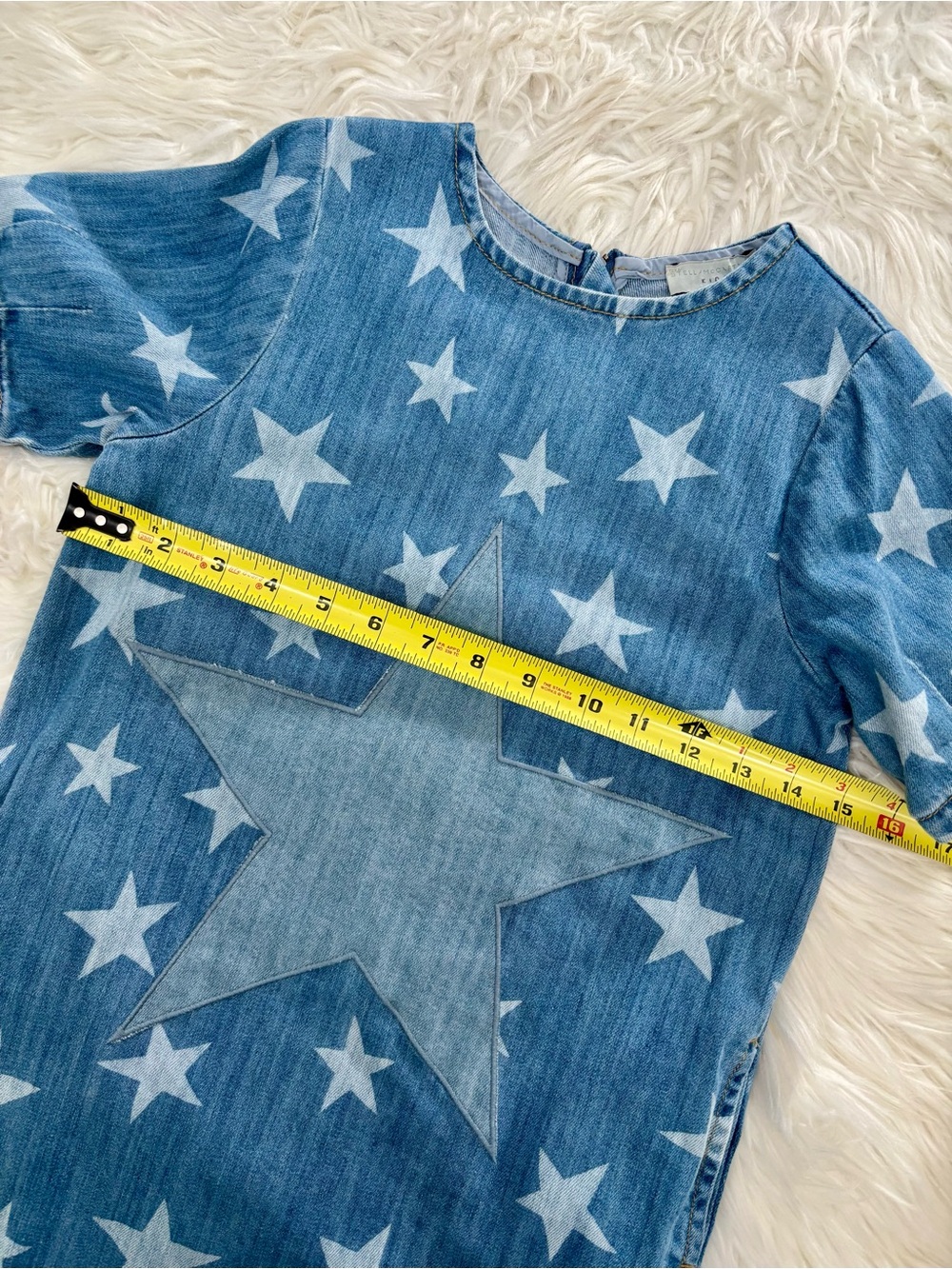Stella McCartney Kids Star Blue Denim Shirt Dress Little Girls Size 8 Pockets - Picture 7 of 11